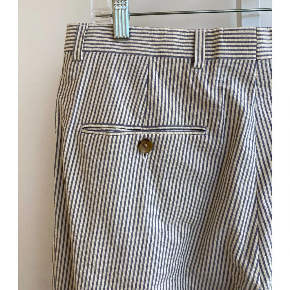 Burberry mens Seersucker Blue White pants trousers US 32 Reg (32x32)